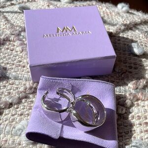 Melinda Maria Silver Hoop Earrings with Purple Accents